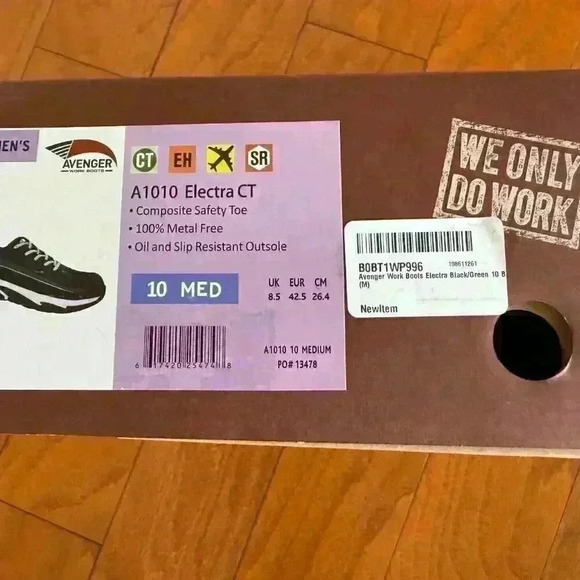 Avenger Women,s Work Boots Electra Black/Green Size 10 BRAND NEW (Save $41.00) - Picture 10 of 10